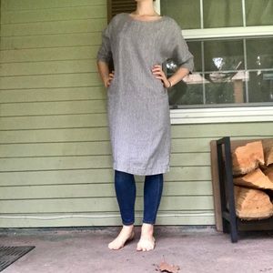 S/M Not Perfect Linen Natural Stripes Tunic!